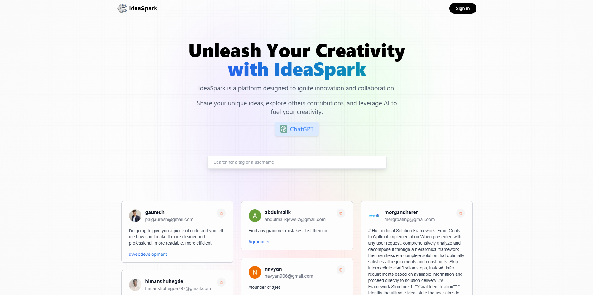 IdeaSpark screenshot